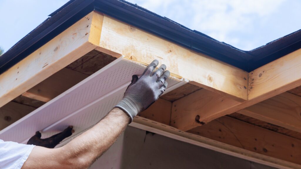 Soffit and fascia repair in progress